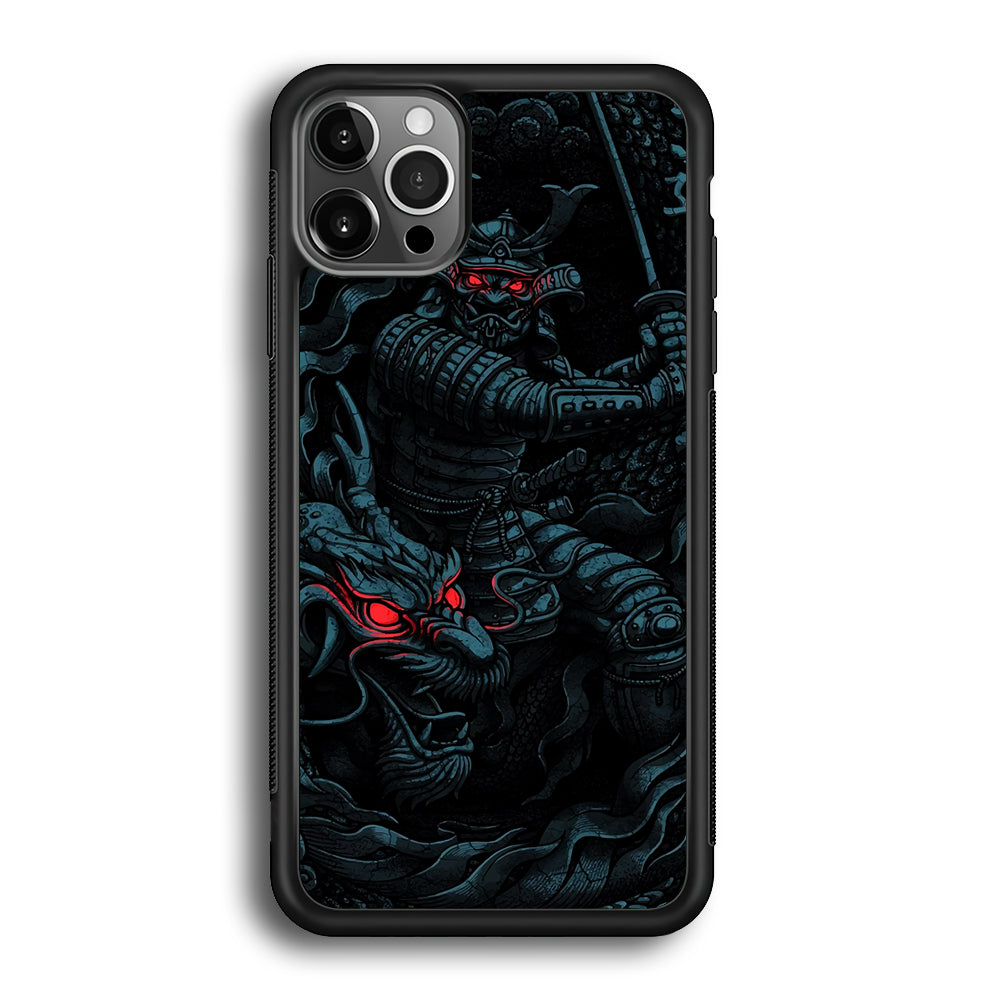 Samurai and Dragon iPhone 12 Pro Max Case-Phone Case-Rubber Black (2D Case)-Altracase