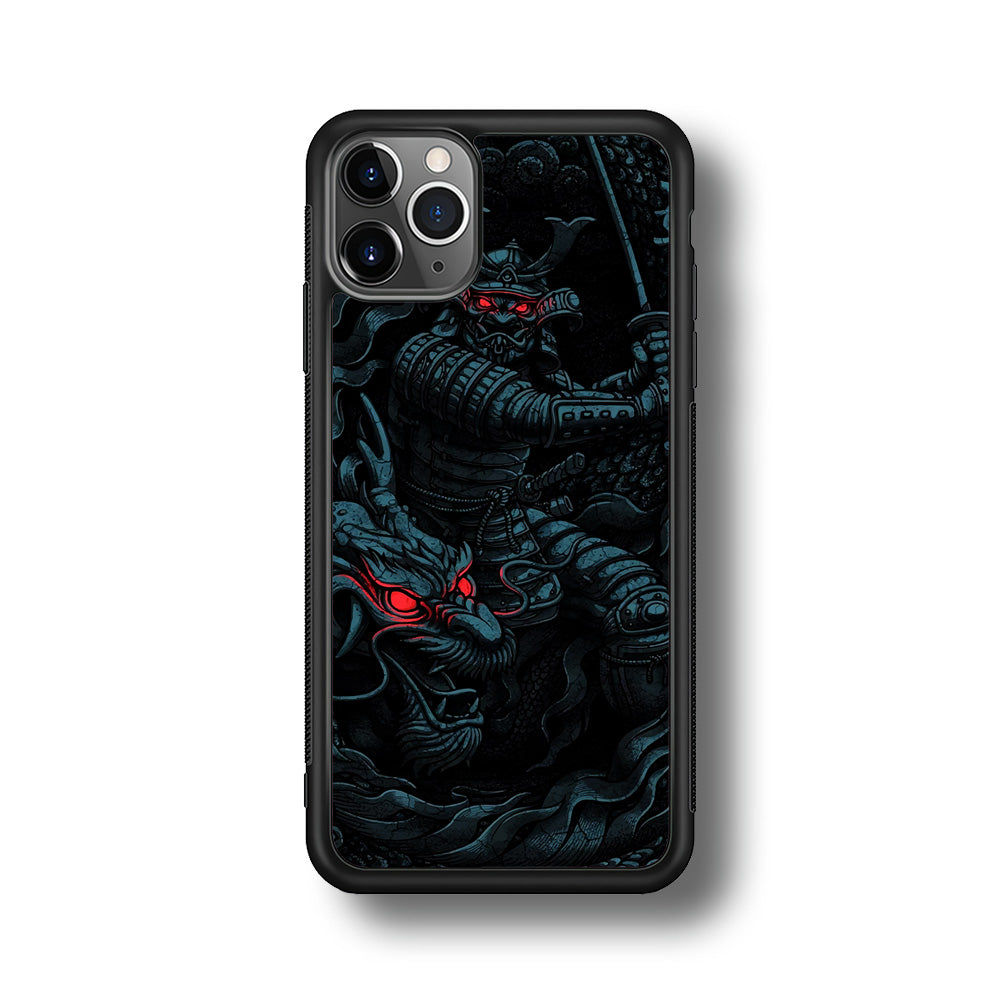Samurai and Dragon iPhone 11 Pro Max Case-Phone Case-Rubber Black (2D Case)-Altracase