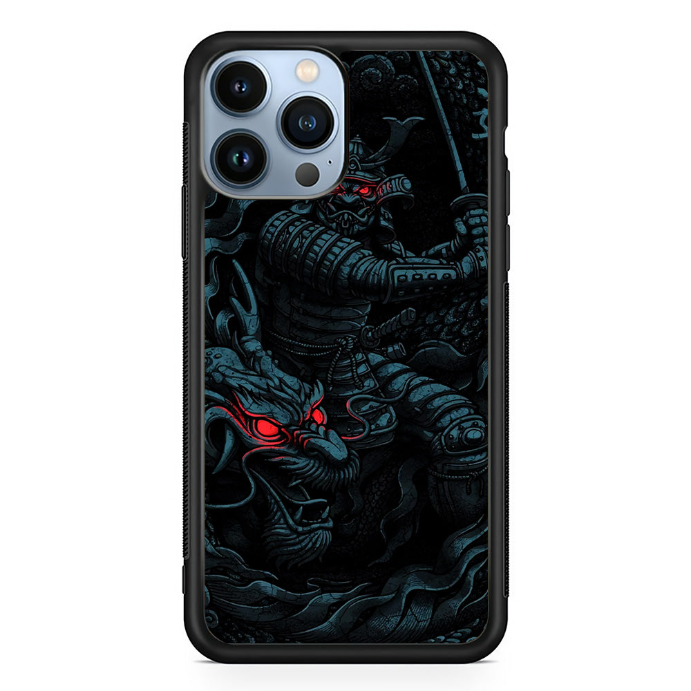 Samurai and Dragon iPhone 15 Pro Max Case-Phone Case-Rubber Black (2D Case)-Altracase