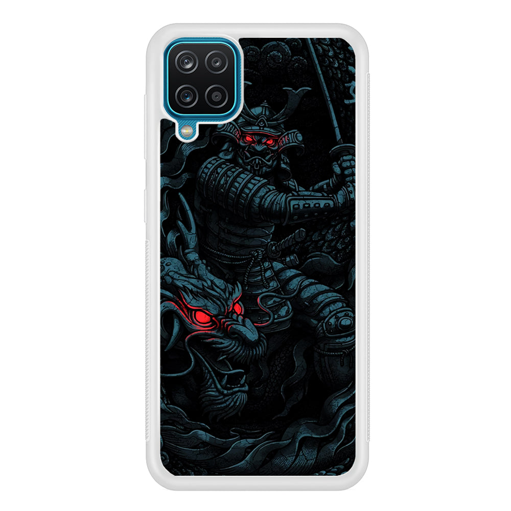 Samurai and Dragon Samsung Galaxy A12 Case-Phone Case-Rubber White (2D Case)-Altracase