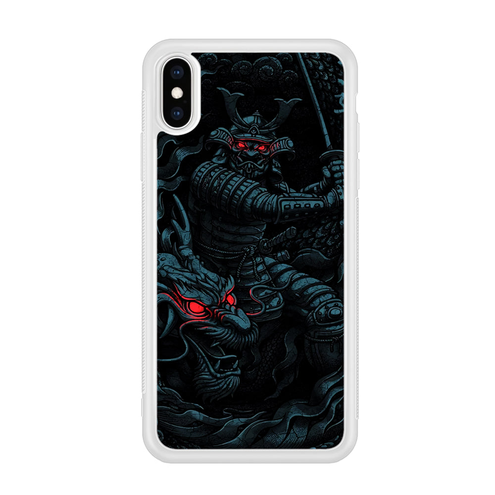 Samurai and Dragon iPhone Xs Case-Phone Case-Rubber White (2D Case)-Altracase