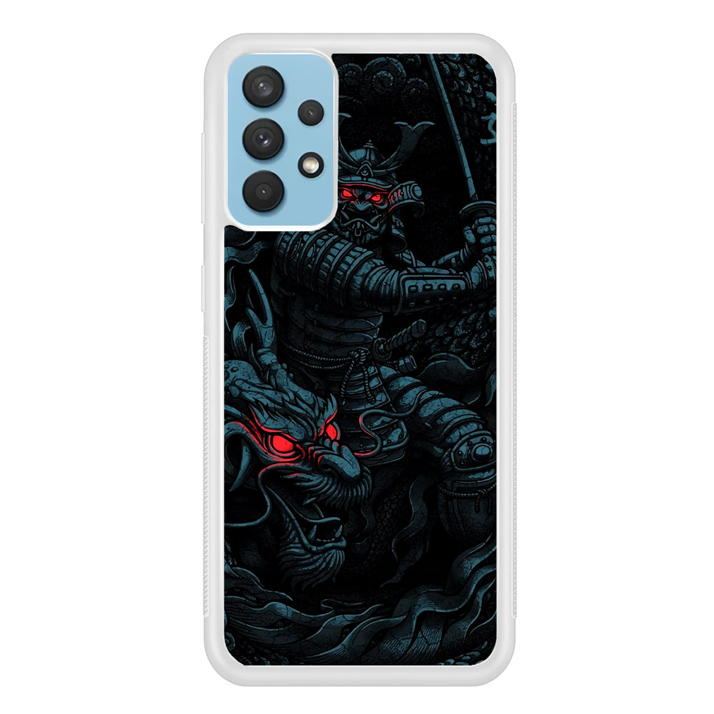 Samurai and Dragon Samsung Galaxy A32 Case-Phone Case-Rubber White (2D Case)-Altracase