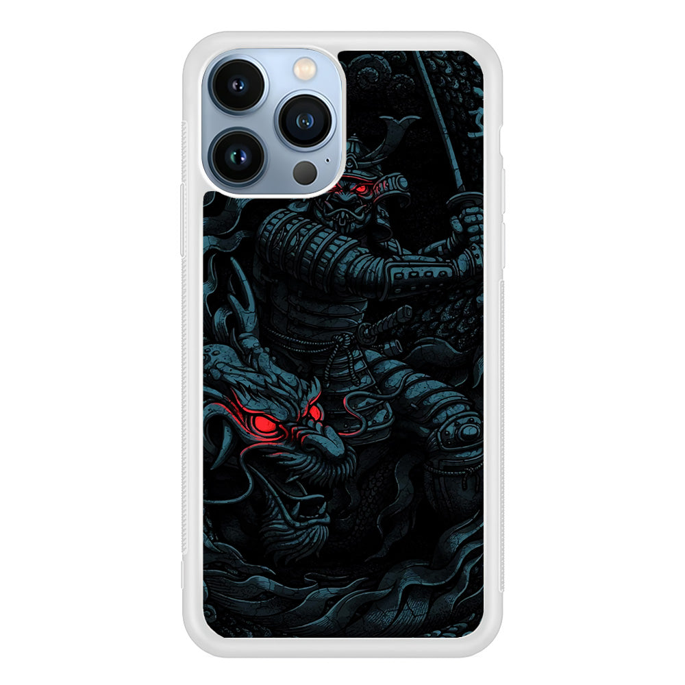Samurai and Dragon iPhone 15 Pro Case-Phone Case-Rubber White (2D Case)-Altracase