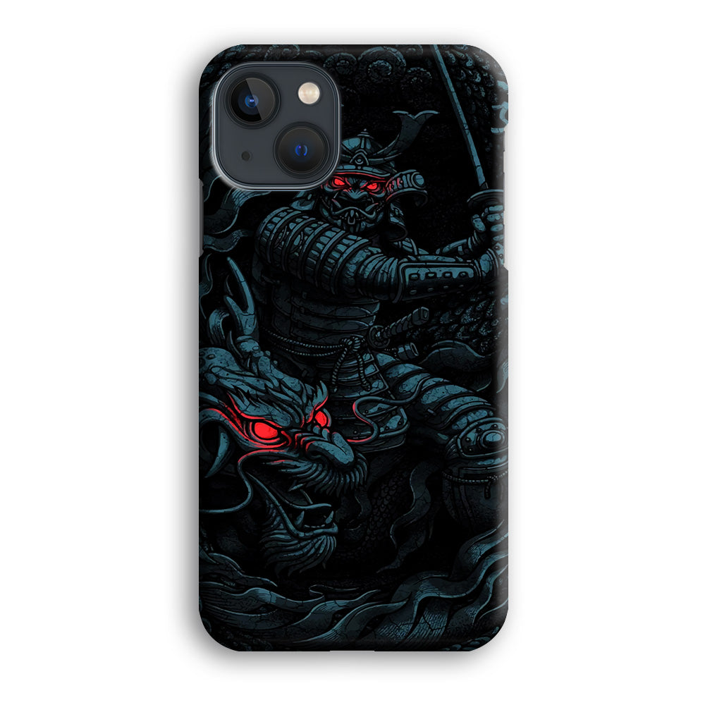 Samurai and Dragon iPhone 13 Mini Case-Phone Case-Rubber White (2D Case)-Altracase