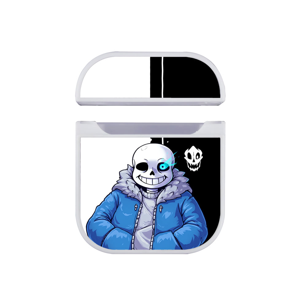 Sans From Undertale In A Blue Jacket Apple AirPods Case-AirPod Case-White-Altracase
