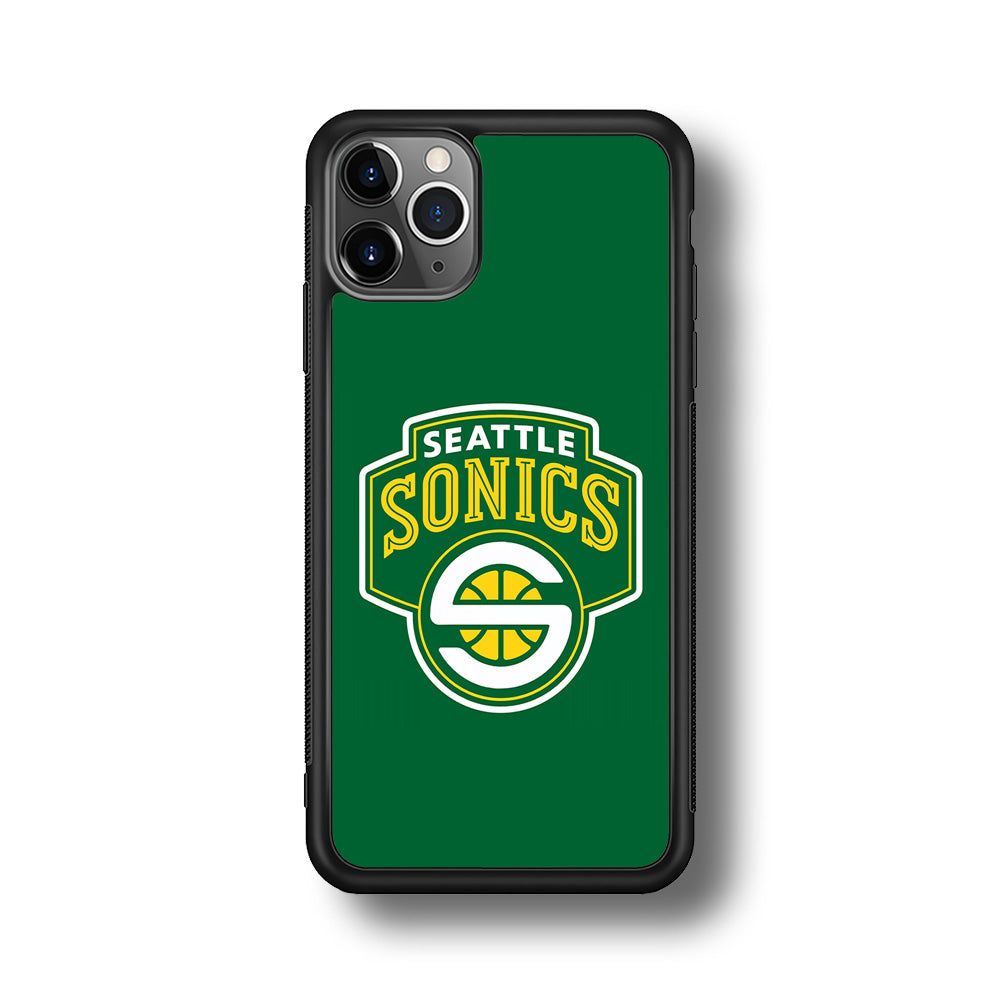 Seattle SuperSonics Logo iPhone 11 Pro Max Case-Phone Case-Rubber Black (2D Case)-Altracase