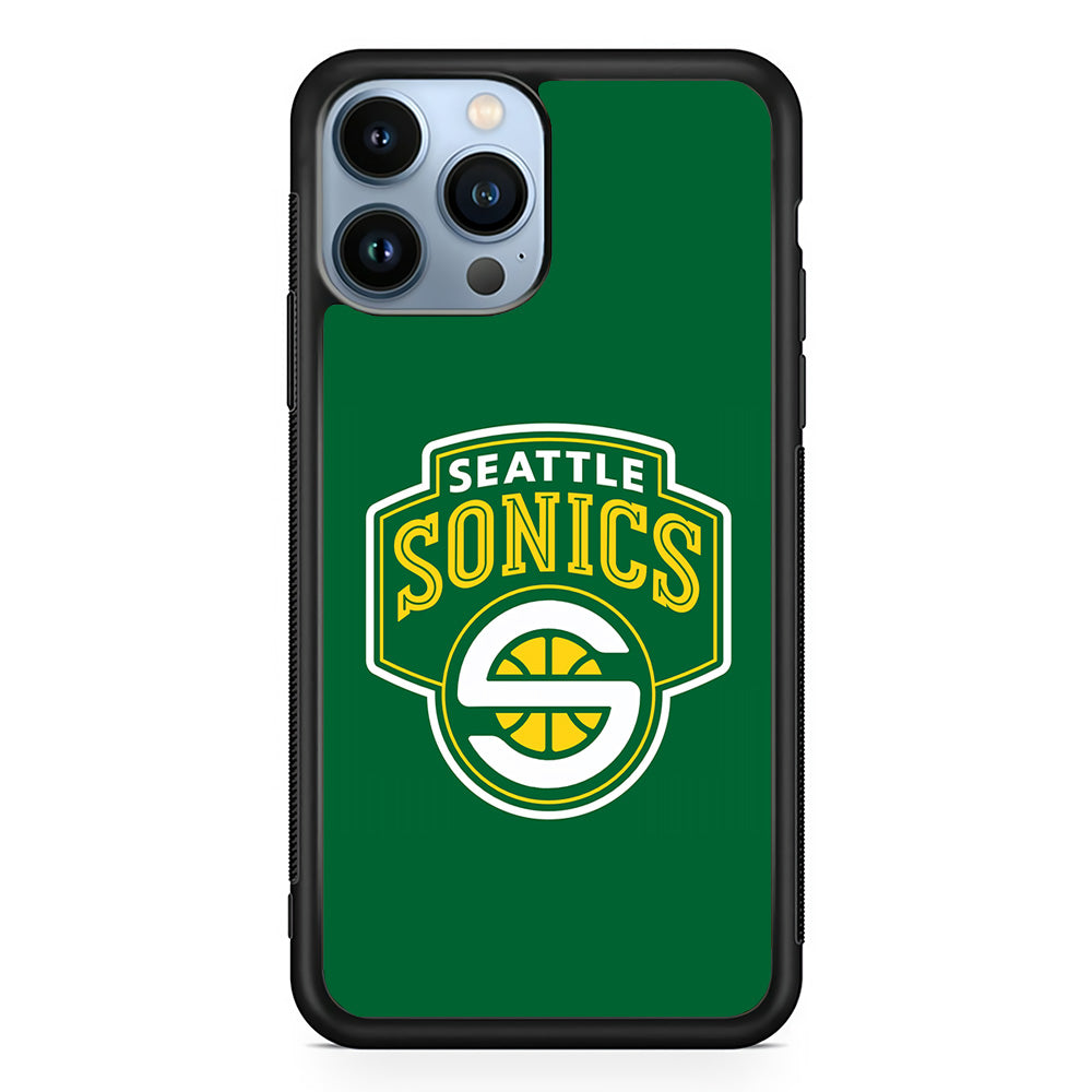 Seattle SuperSonics Logo iPhone 15 Pro Max Case-Phone Case-Rubber Black (2D Case)-Altracase
