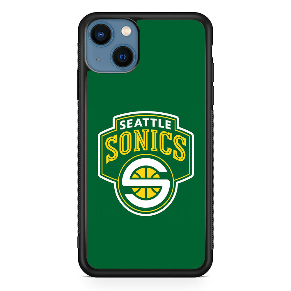 Seattle SuperSonics Logo iPhone 13 Mini Case-Phone Case-Rubber Black (2D Case)-Altracase