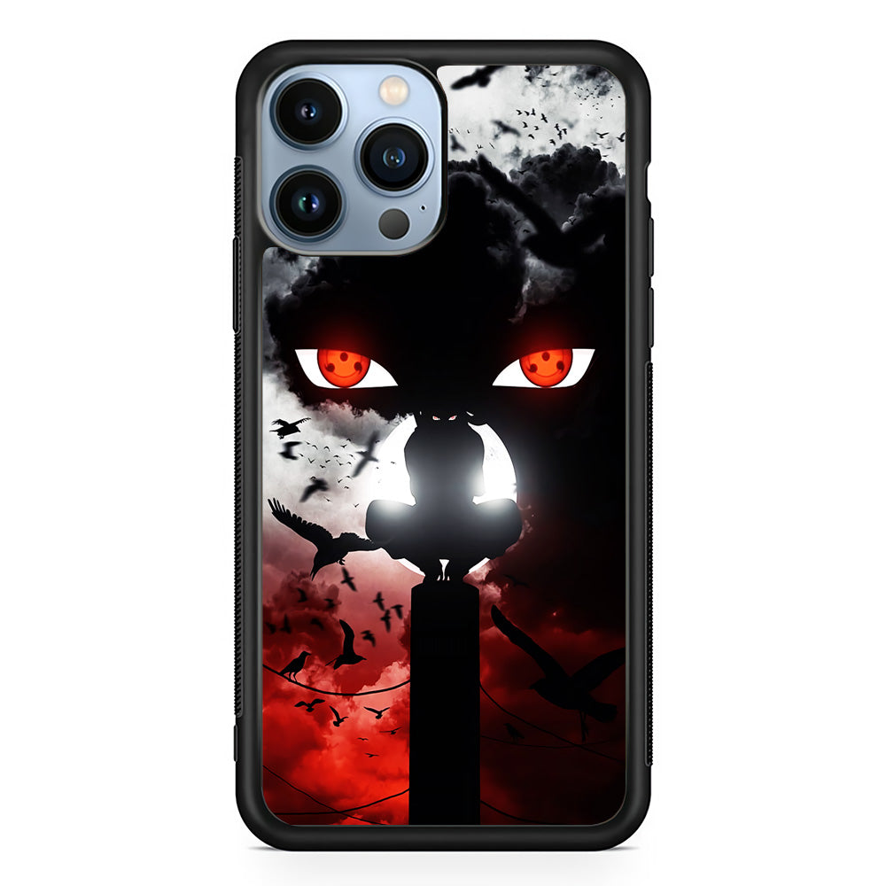 Sharingan Itachi Uchiha iPhone 15 Pro Max Case-Phone Case-Rubber Black (2D Case)-Altracase