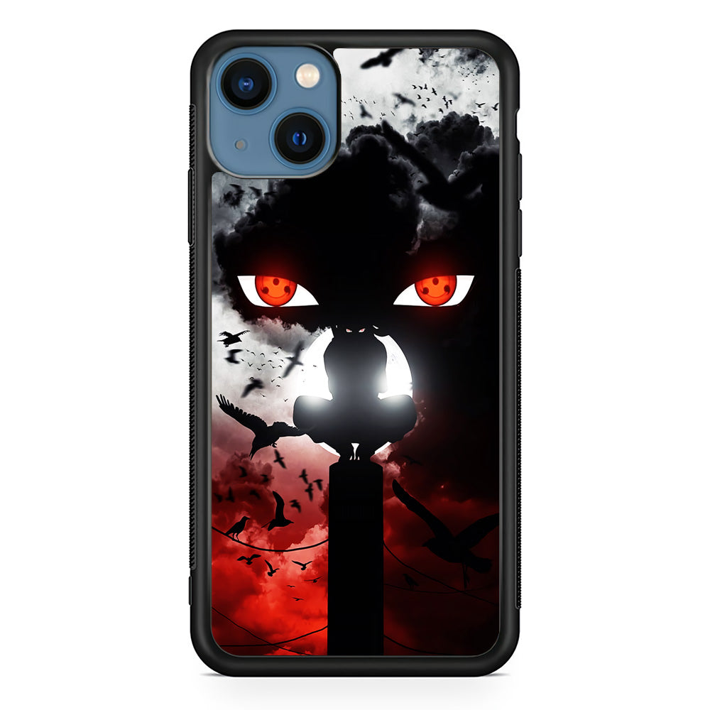 Sharingan Itachi Uchiha iPhone 13 Mini Case-Phone Case-Rubber Black (2D Case)-Altracase
