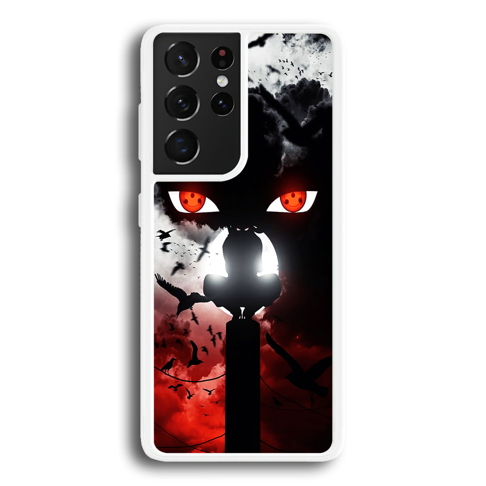 Sharingan Itachi Uchiha Samsung Galaxy S21 Ultra Case-Phone Case-Rubber White (2D Case)-Altracase