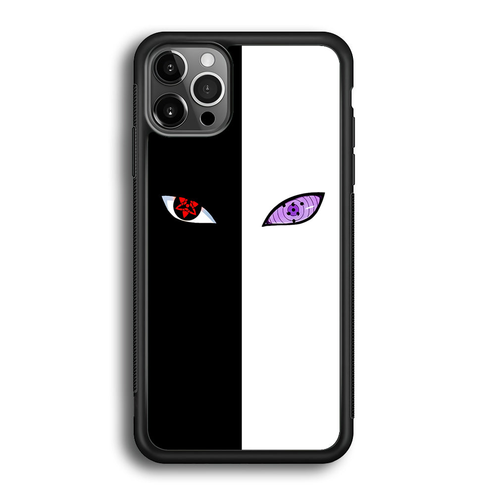 Sharingan Rinnegan Black White iPhone 12 Pro Max Case-Phone Case-Rubber Black (2D Case)-Altracase