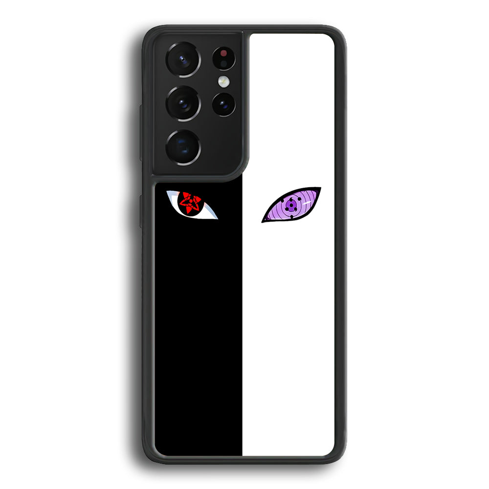 Sharingan Rinnegan Black White Samsung Galaxy S21 Ultra Case-Phone Case-Rubber Black (2D Case)-Altracase