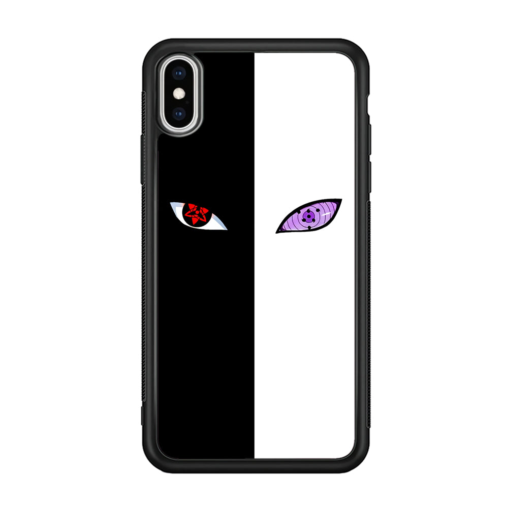 Sharingan Rinnegan Black White iPhone Xs Case-Phone Case-Rubber Black (2D Case)-Altracase