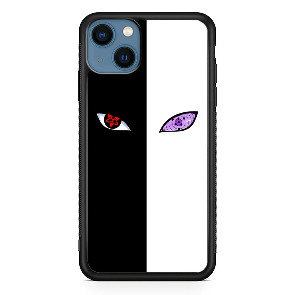 Sharingan Rinnegan Black White iPhone 13 Mini Case-Phone Case-Rubber Black (2D Case)-Altracase