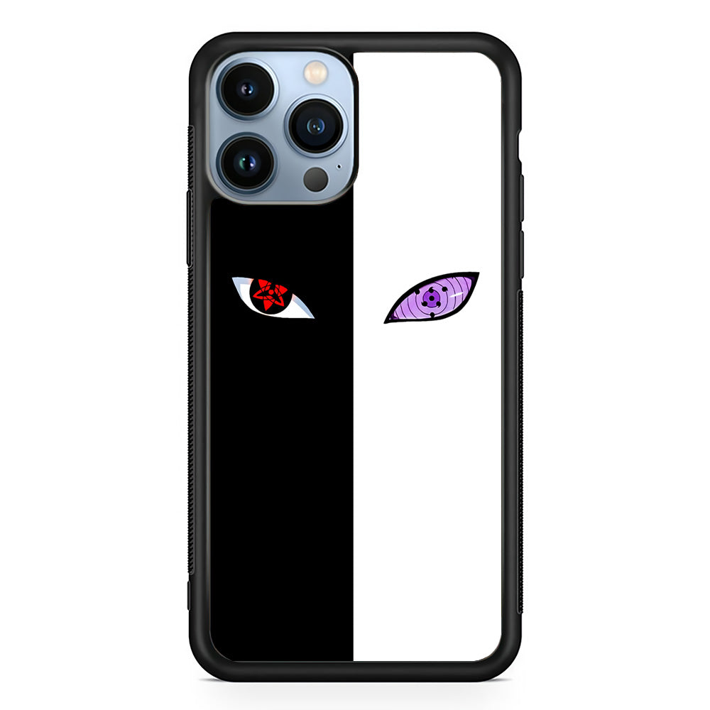 Sharingan Rinnegan Black White iPhone 15 Pro Max Case-Phone Case-Rubber Black (2D Case)-Altracase