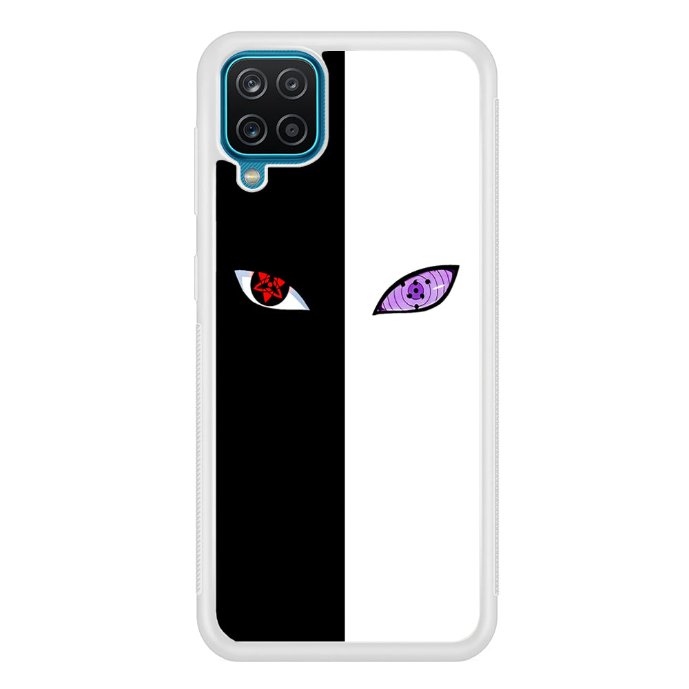 Sharingan Rinnegan Black White Samsung Galaxy A12 Case-Phone Case-Rubber White (2D Case)-Altracase