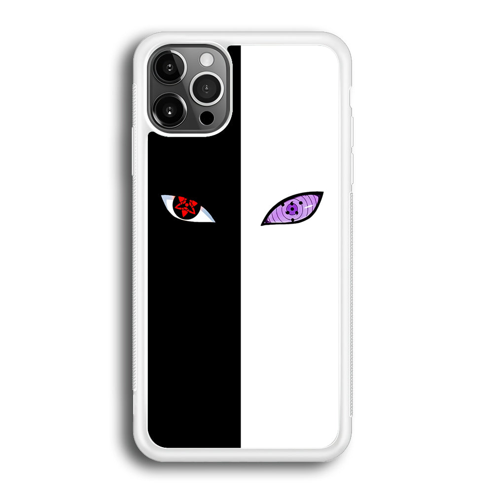 Sharingan Rinnegan Black White iPhone 12 Pro Max Case-Phone Case-Rubber White (2D Case)-Altracase