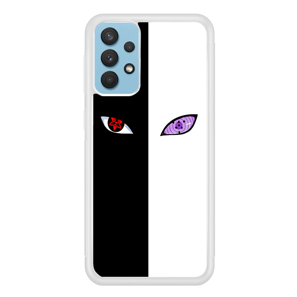 Sharingan Rinnegan Black White Samsung Galaxy A32 Case-Phone Case-Rubber White (2D Case)-Altracase