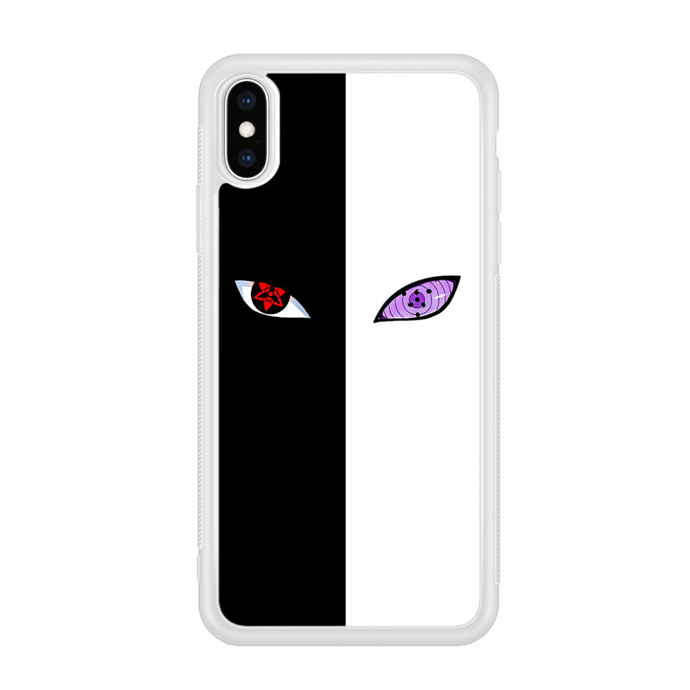 Sharingan Rinnegan Black White iPhone Xs Case-Phone Case-Rubber White (2D Case)-Altracase