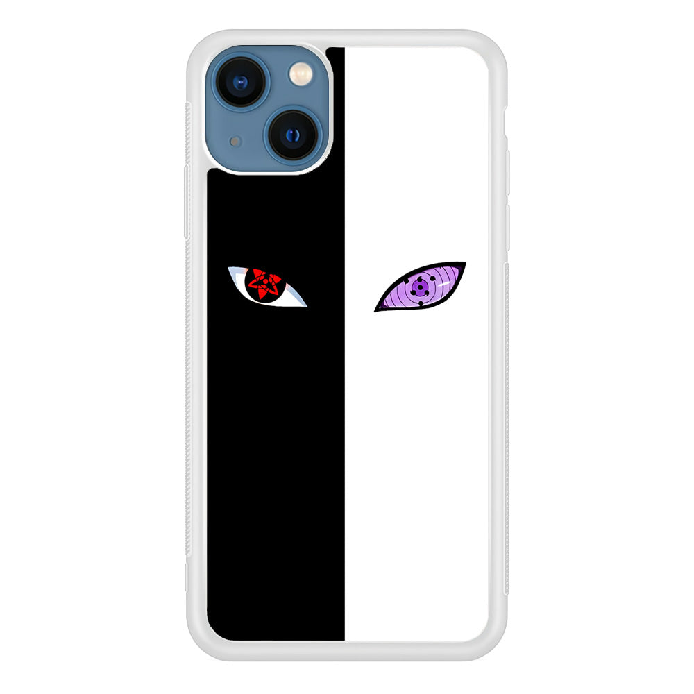 Sharingan Rinnegan Black White iPhone 13 Mini Case-Phone Case-Rubber White (2D Case)-Altracase