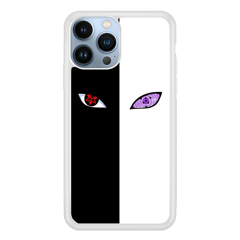 Sharingan Rinnegan Black White iPhone 15 Pro Max Case-Phone Case-Rubber White (2D Case)-Altracase