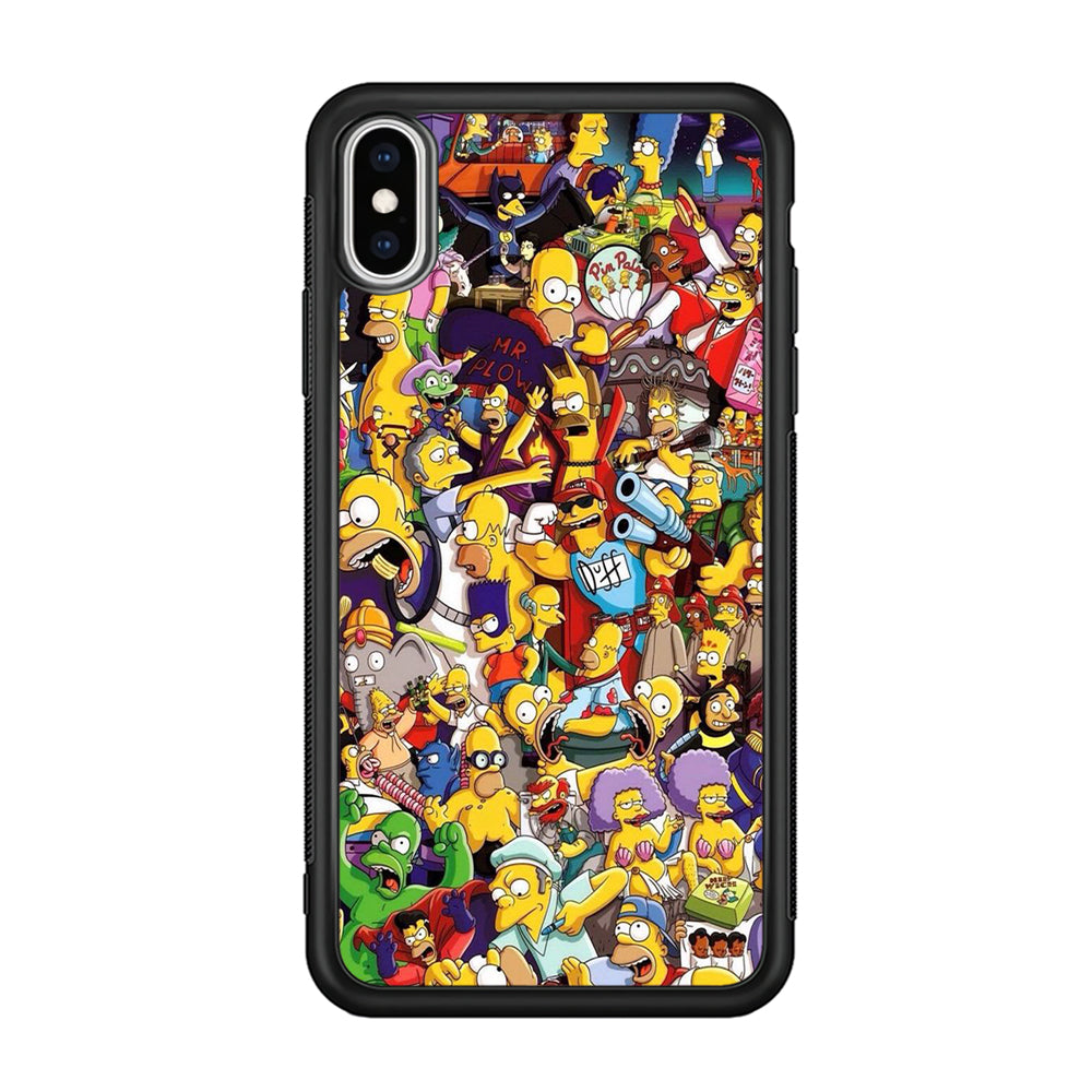 Simpson All Character iPhone Xs Case-Phone Case-Rubber Black (2D Case)-Altracase