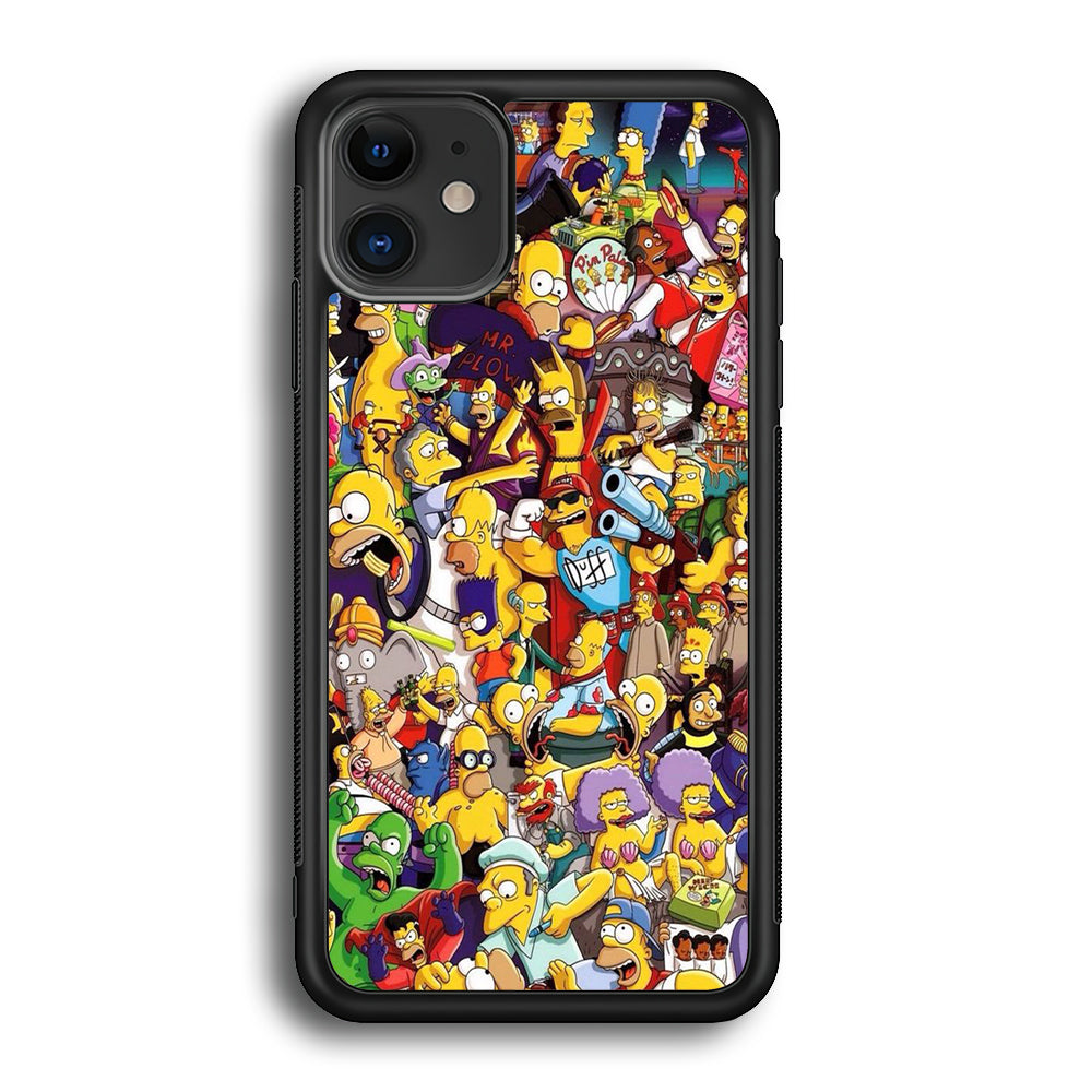 Simpson All Character iPhone 12 Case-Phone Case-Rubber Black (2D Case)-Altracase