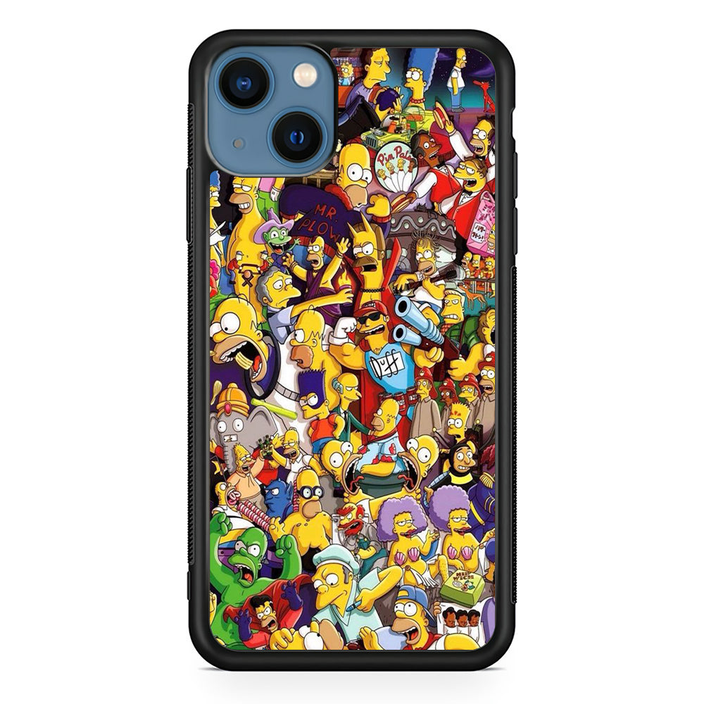 Simpson All Character iPhone 13 Mini Case-Phone Case-Rubber Black (2D Case)-Altracase
