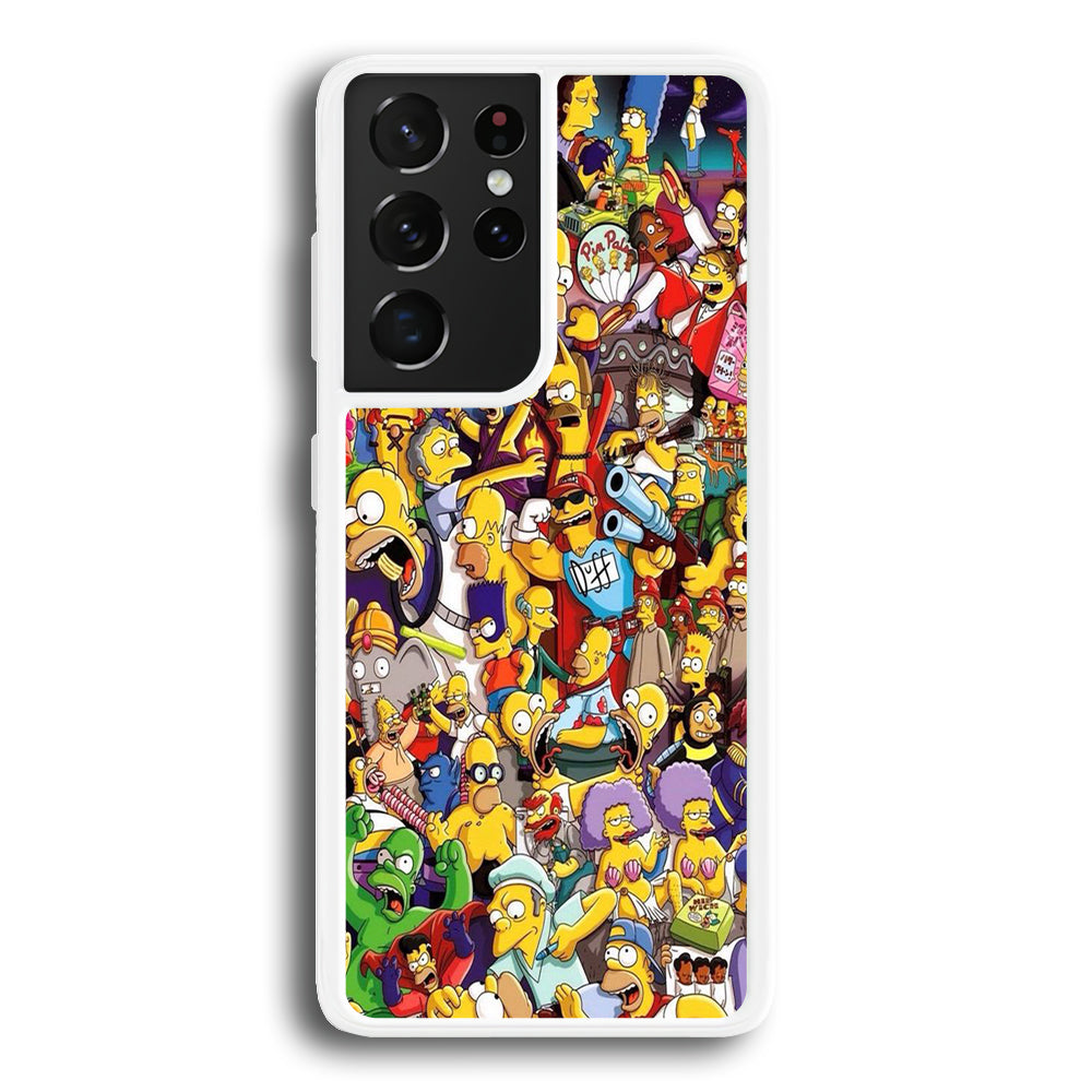 Simpson All Character Samsung Galaxy S21 Ultra Case-Phone Case-Rubber White (2D Case)-Altracase