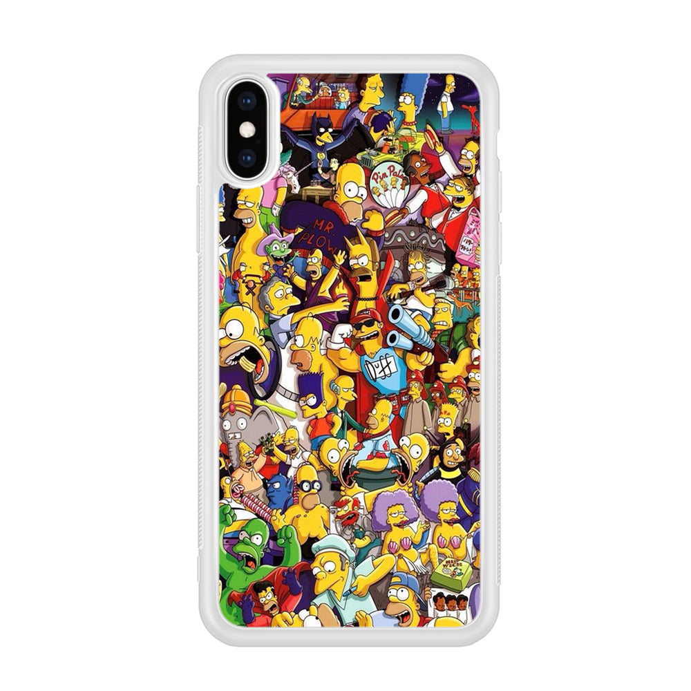 Simpson All Character iPhone Xs Case-Phone Case-Rubber White (2D Case)-Altracase