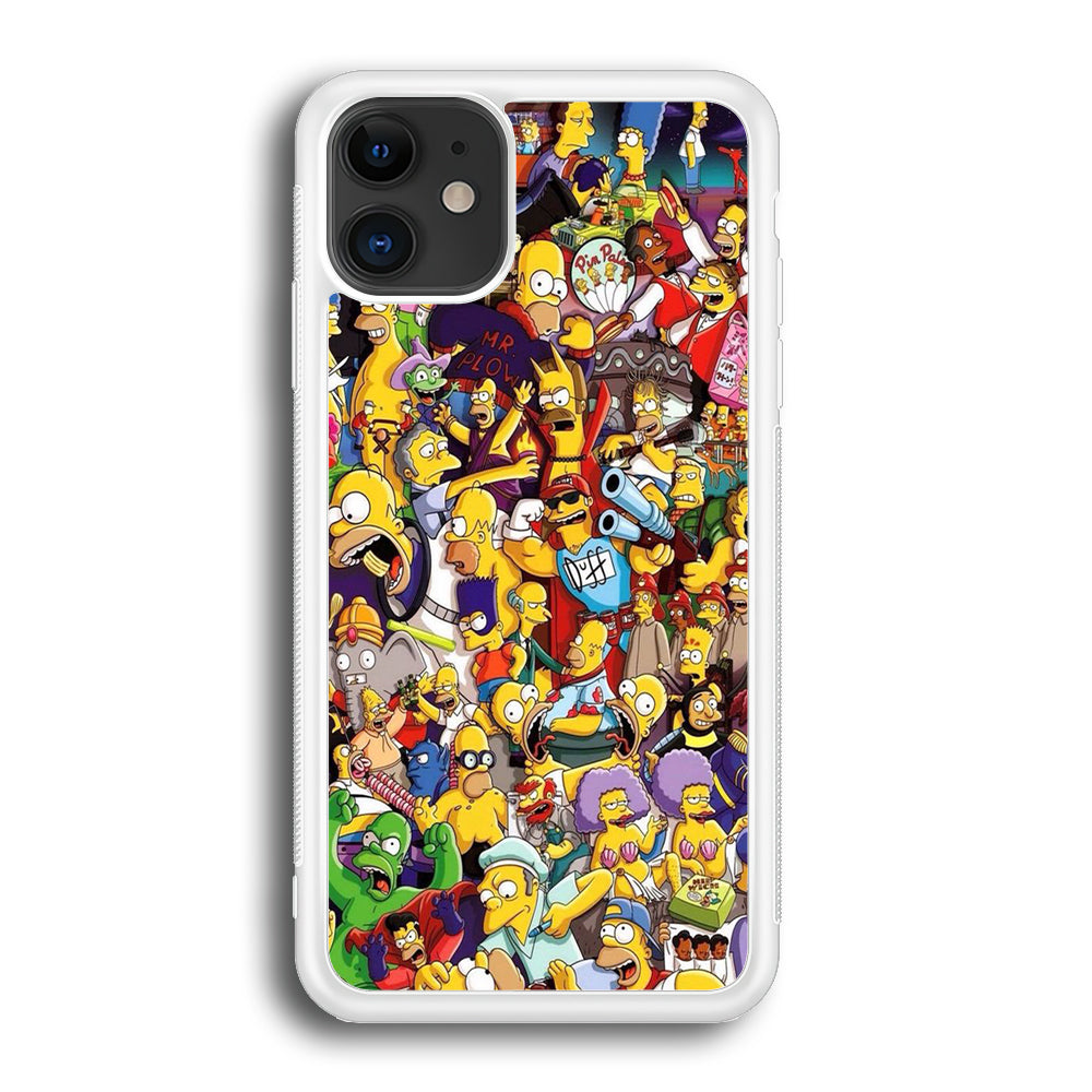Simpson All Character iPhone 12 Case-Phone Case-Rubber White (2D Case)-Altracase