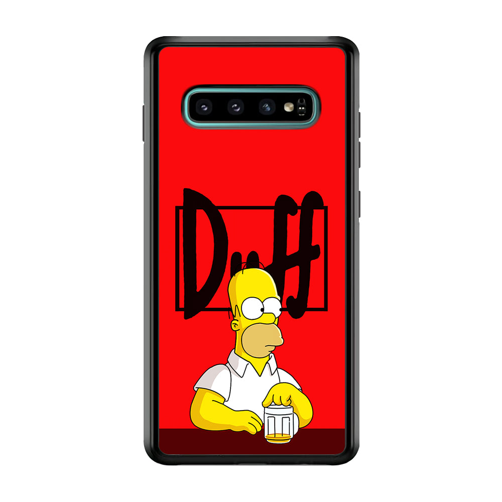 Simpson Homer Duff Red Samsung Galaxy S10 Case-Phone Case-Rubber Black (2D Case)-Altracase