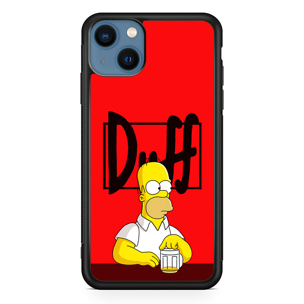 Simpson Homer Duff Red iPhone 13 Mini Case-Phone Case-Rubber Black (2D Case)-Altracase