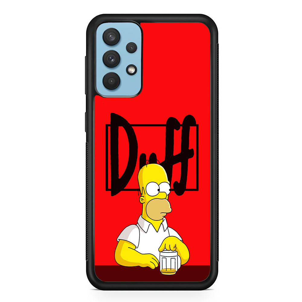 Simpson Homer Duff Red Samsung Galaxy A32 Case-Phone Case-Rubber Black (2D Case)-Altracase