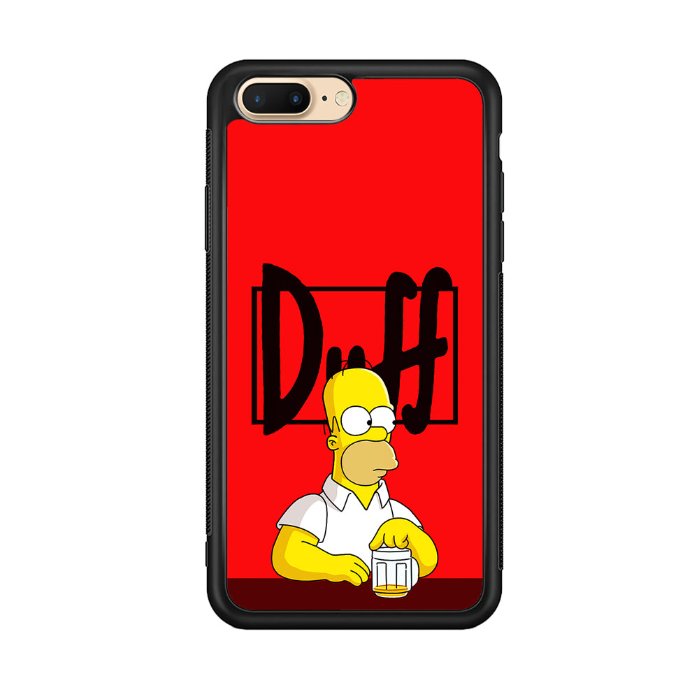 Simpson Homer Duff Red iPhone 8 Plus Case-Phone Case-Rubber Black (2D Case)-Altracase