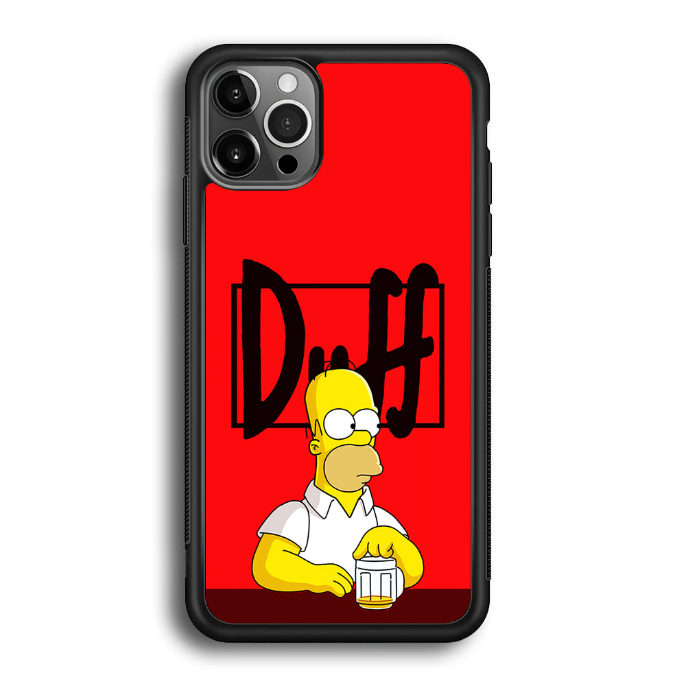 Simpson Homer Duff Red iPhone 12 Pro Max Case-Phone Case-Rubber Black (2D Case)-Altracase