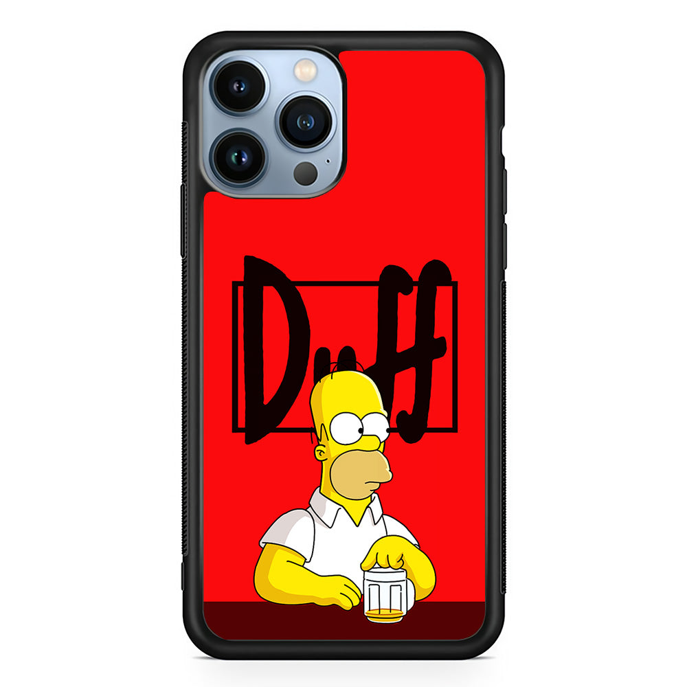 Simpson Homer Duff Red iPhone 15 Pro Max Case-Phone Case-Rubber Black (2D Case)-Altracase