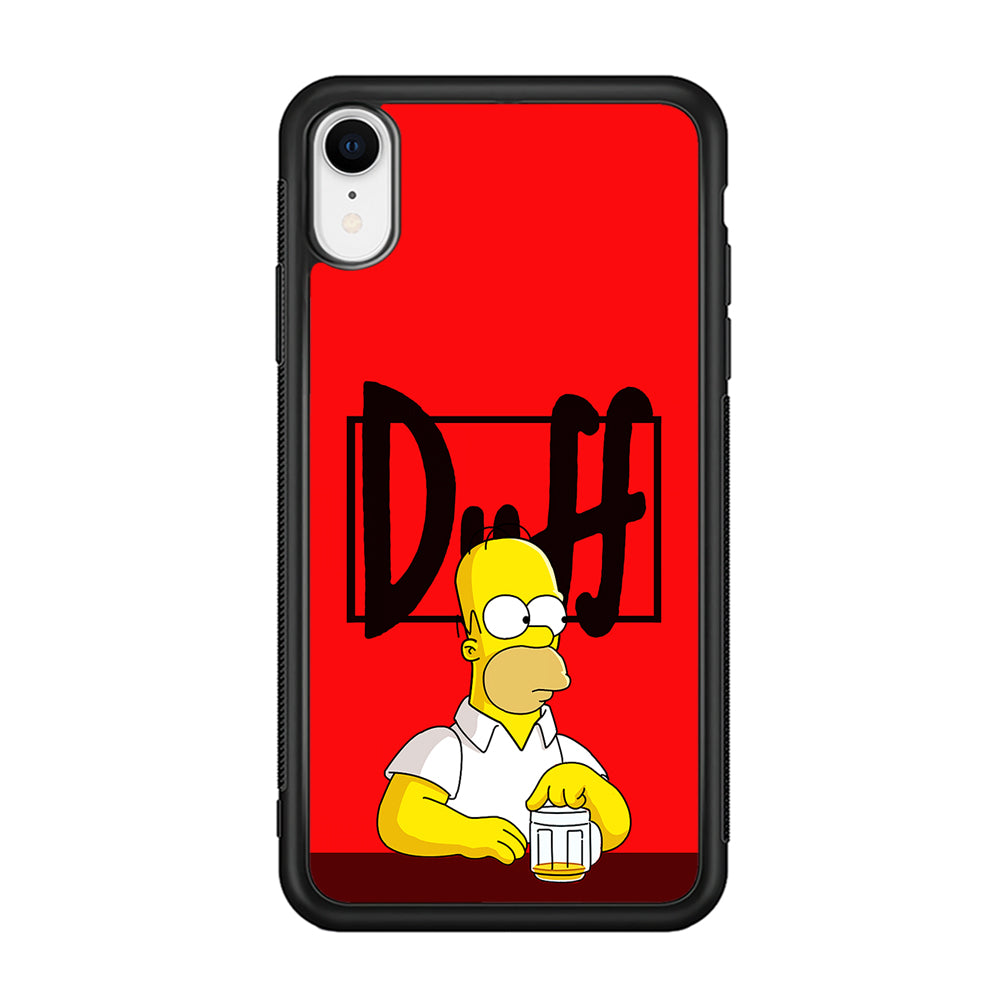 Simpson Homer Duff Red iPhone XR Case-Phone Case-Rubber Black (2D Case)-Altracase