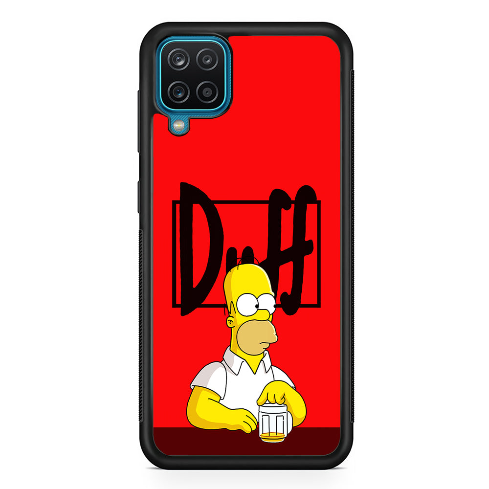 Simpson Homer Duff Red Samsung Galaxy A12 Case-Phone Case-Rubber Black (2D Case)-Altracase