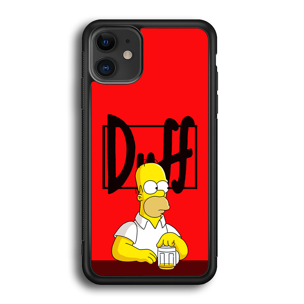 Simpson Homer Duff Red iPhone 12 Case-Phone Case-Rubber Black (2D Case)-Altracase