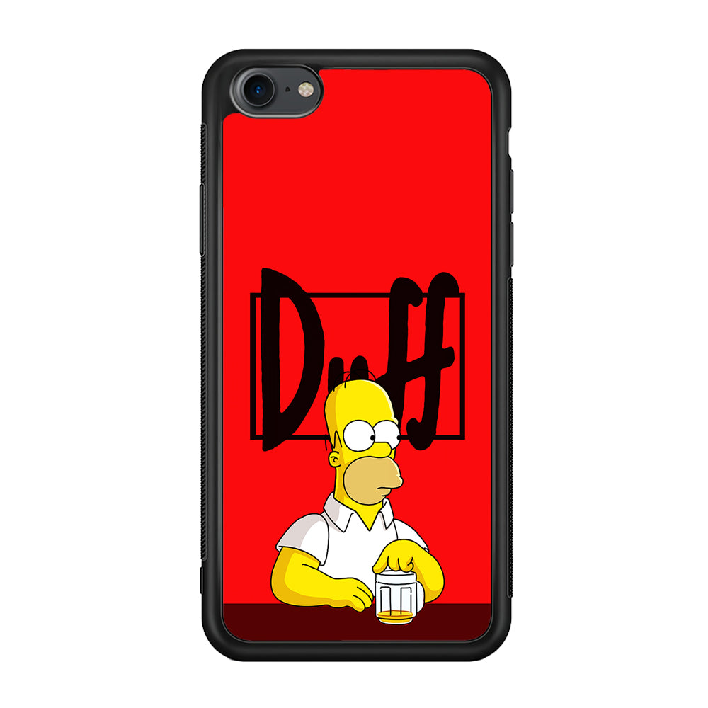 Simpson Homer Duff Red iPhone SE 2020 Case-Phone Case-Rubber Black (2D Case)-Altracase