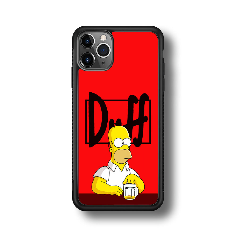Simpson Homer Duff Red iPhone 11 Pro Max Case-Phone Case-Rubber Black (2D Case)-Altracase