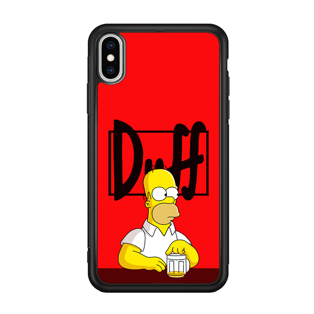 Simpson Homer Duff Red iPhone Xs Case-Phone Case-Rubber Black (2D Case)-Altracase