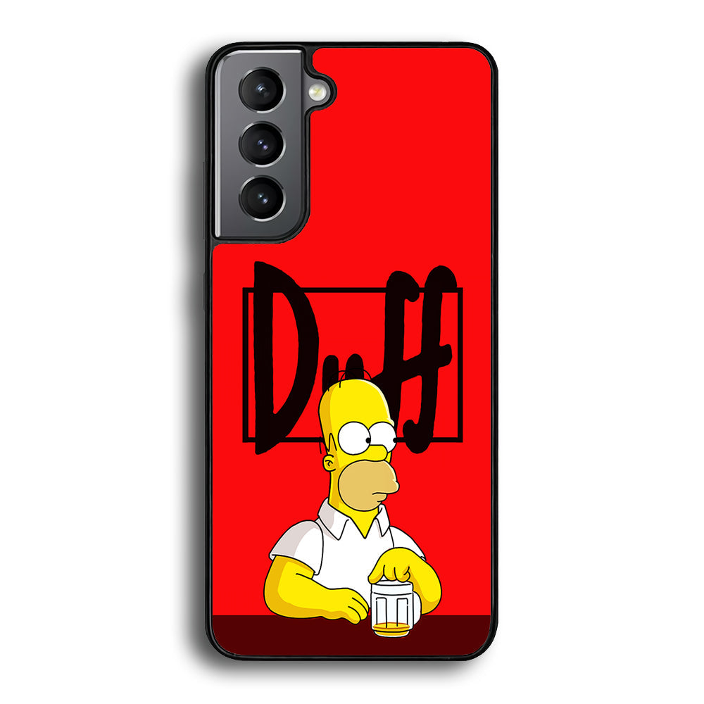 Simpson Homer Duff Red Samsung Galaxy S23 Case-Phone Case-Rubber Black (2D Case)-Altracase