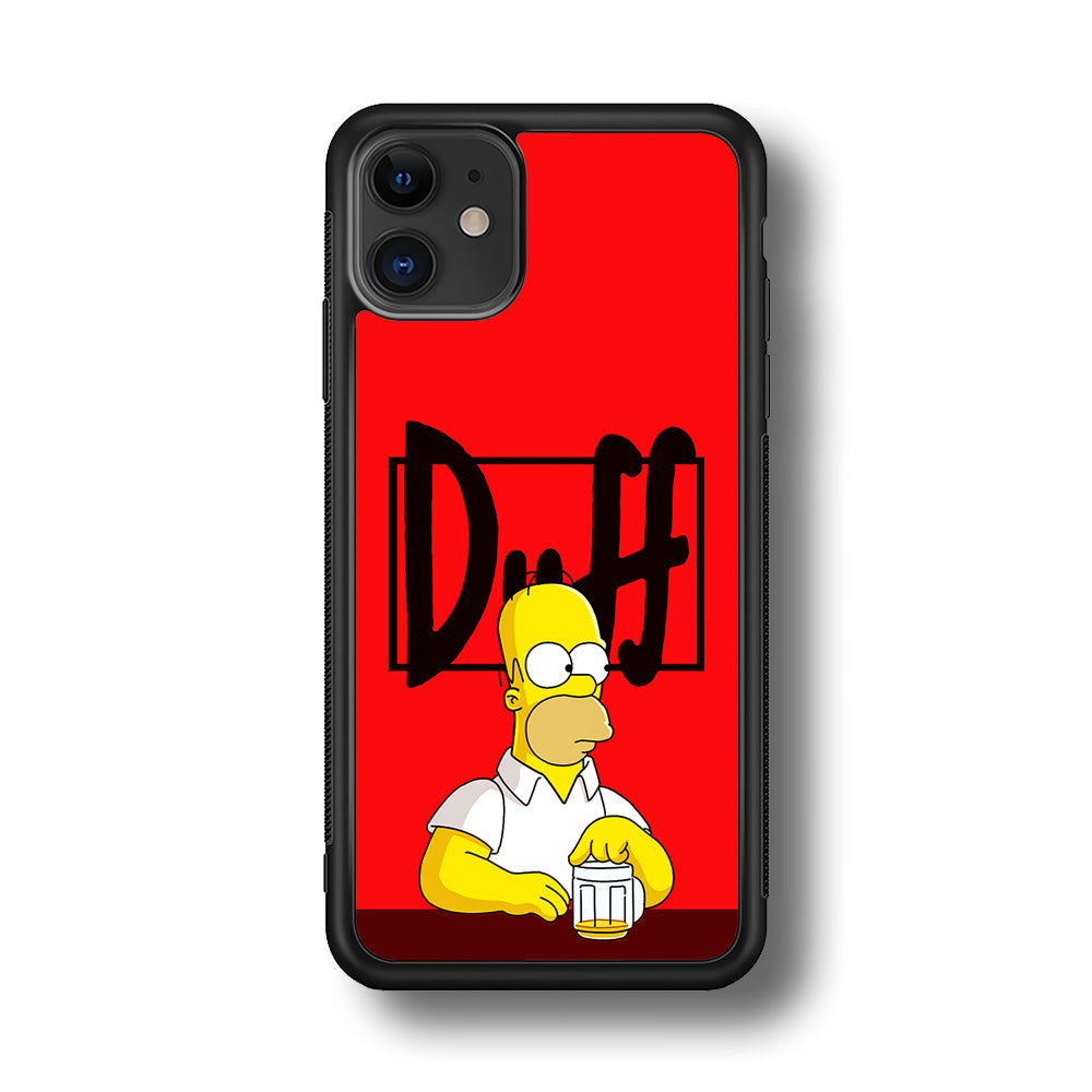 Simpson Homer Duff Red iPhone 11 Case-Phone Case-Rubber Black (2D Case)-Altracase