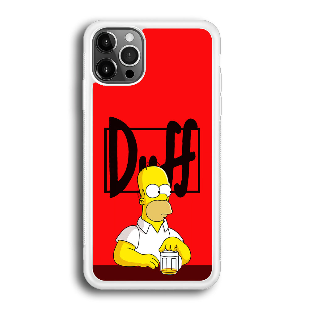 Simpson Homer Duff Red iPhone 12 Pro Max Case-Phone Case-Rubber White (2D Case)-Altracase