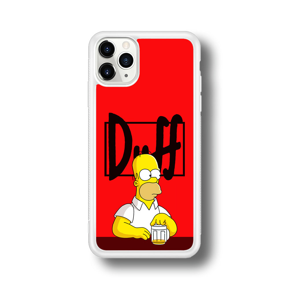 Simpson Homer Duff Red iPhone 11 Pro Max Case-Phone Case-Rubber White (2D Case)-Altracase