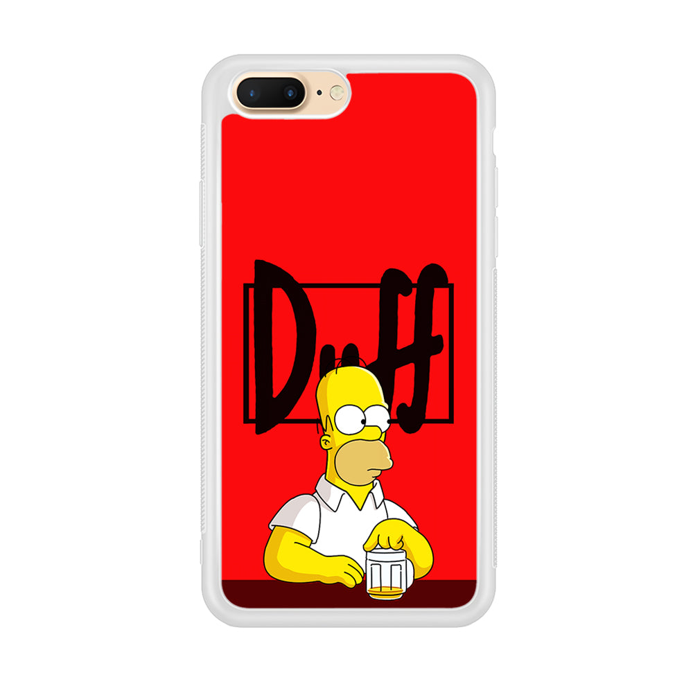 Simpson Homer Duff Red iPhone 8 Plus Case-Phone Case-Rubber White (2D Case)-Altracase