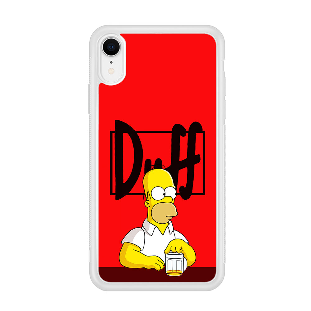 Simpson Homer Duff Red iPhone XR Case-Phone Case-Rubber White (2D Case)-Altracase